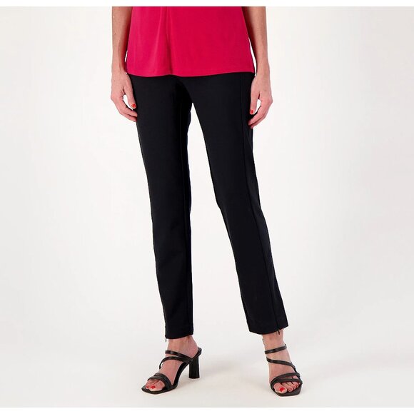 Isaac Mizrahi Live! Pitch Black Regular Elements 24/7 Stretch Straight Pants M